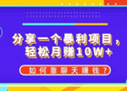 分享暴利项目：每日聊天4小时，月入10万+